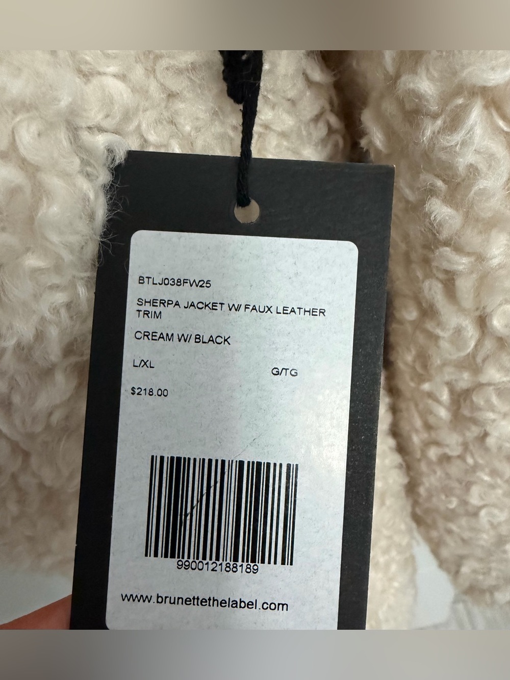 ✨NWT✨ Brunette The Label:Faux Leather Trim Sherpa Jacket (ptp approx 27in) - Picture 8 of 13